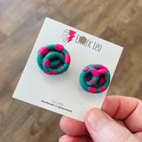 ELECTRIC LEO - Chunky Squiggle Studs and I Heart Stripes Studs