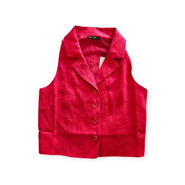 MIss Jane - Red Linen Vest